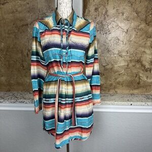 Tasha Polizzi Collection Shirt Dress Women Medium Pearl Snap Western Multicolor
